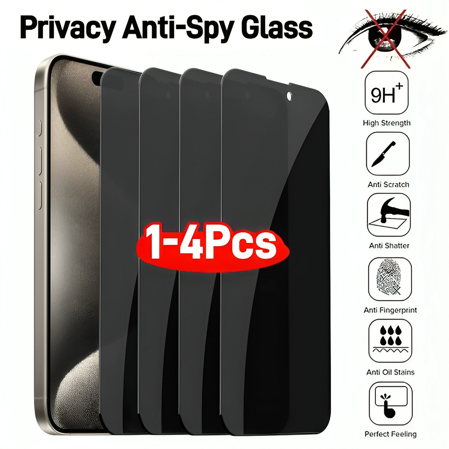 iPhone Privacy Screen Protector with Anti-Spy Tempered Glass