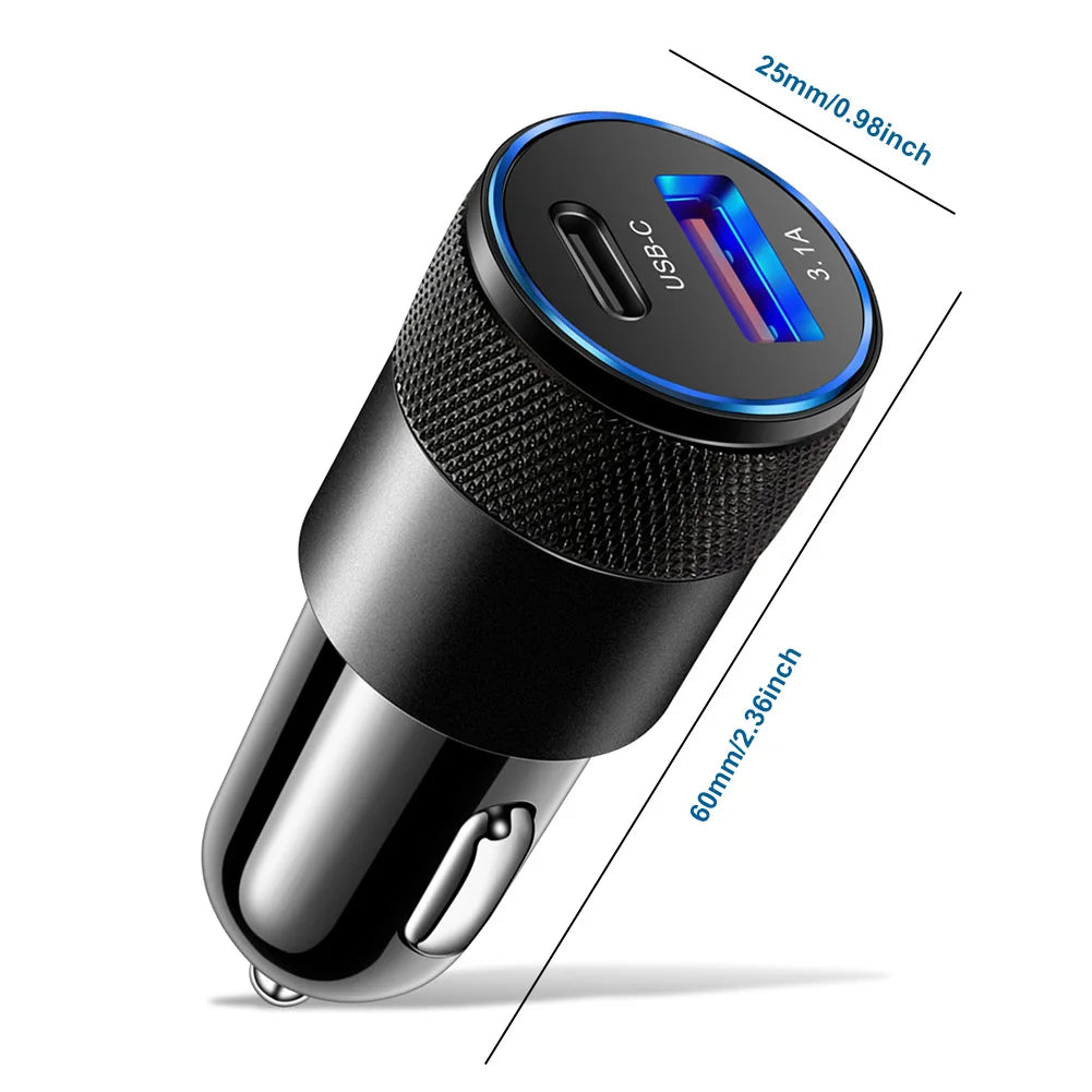 4 In 1 Retractable USB-C Car Charger for IPhone and Android